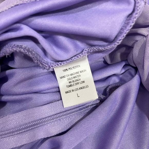 Lucy in the Sky Ruched Bodycon Dress Large Power Mesh Purple Hoco Mini Cocktail - Picture 8 of 11